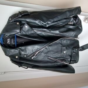 Zara oversized Black faux Leather Jacket